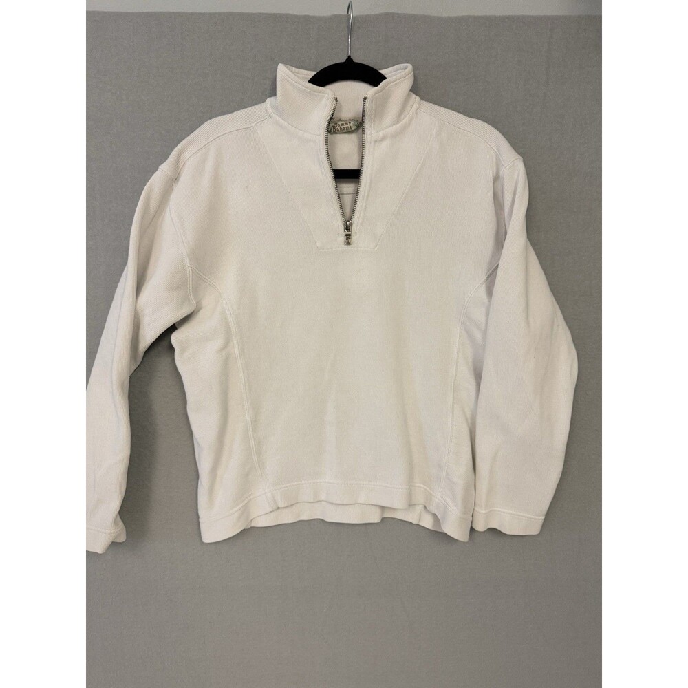 ommy Bahama RELAX Women’s Small 1/4 Zip Sweatshirt White Ribbed Pullover